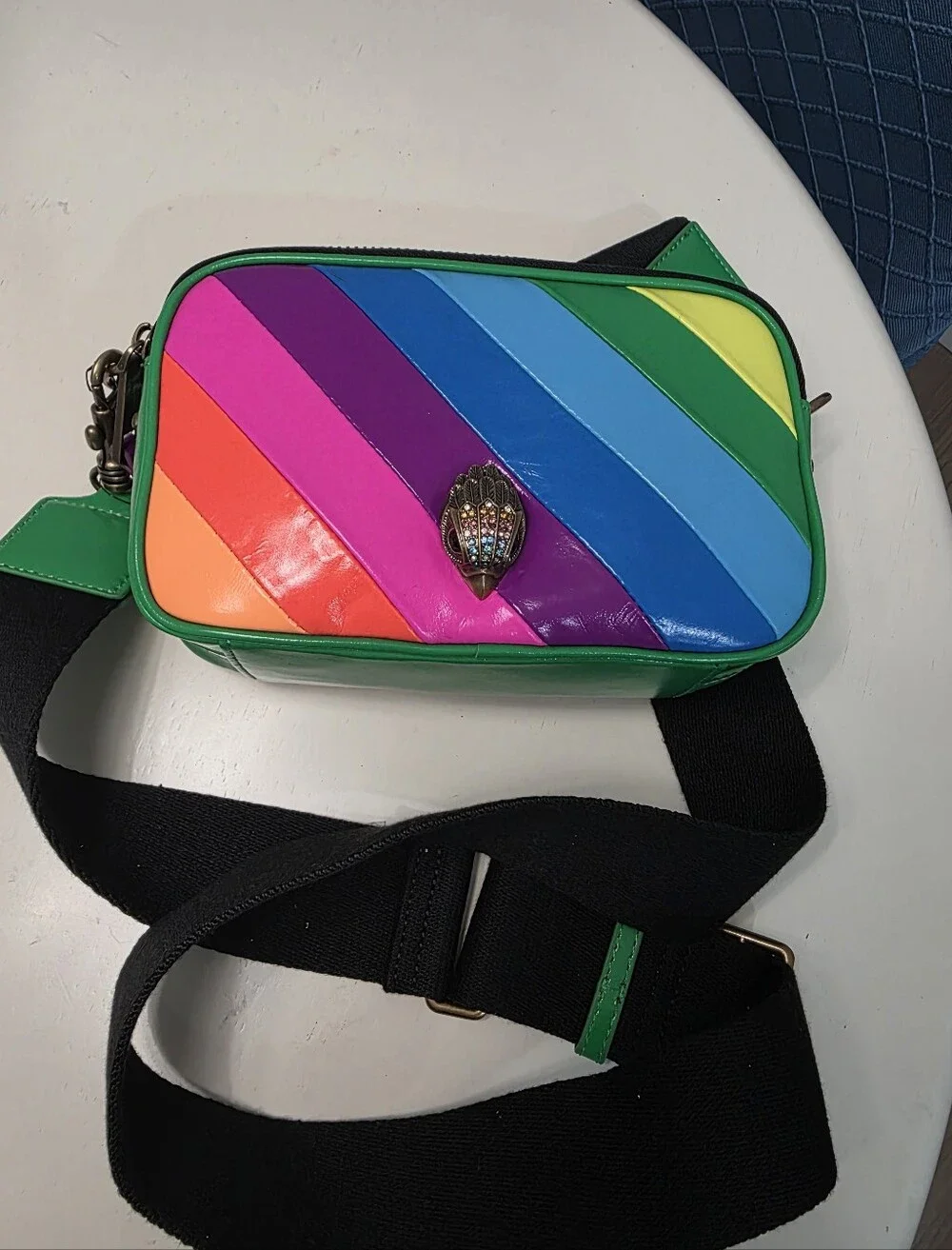 Kurt Geiger kensington camera bag rainbow stripe crossbody
